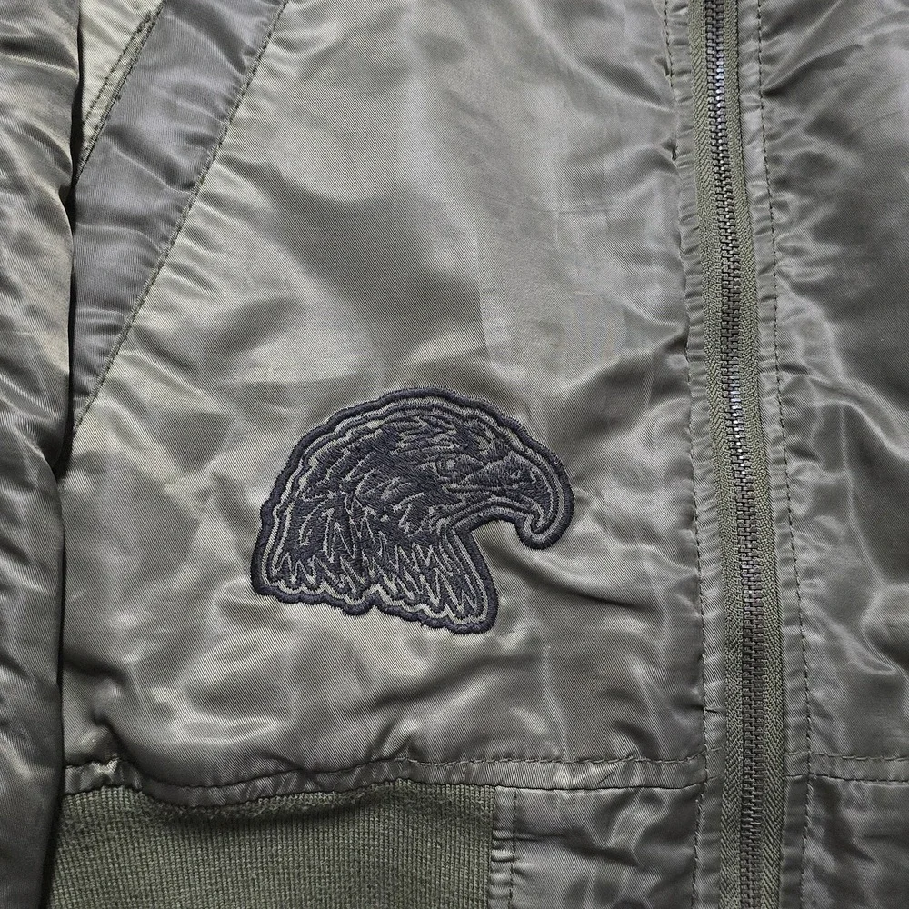 VTG Southpole Bomber Flight Jacket Mens Small Quilted Lined Y2K Army Green
